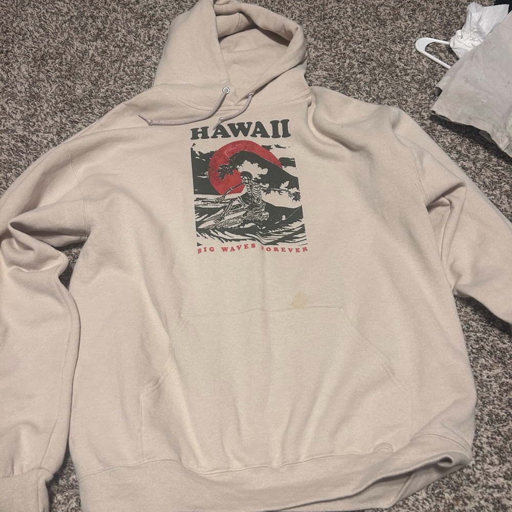 Hawaii Graphic Beige Hoodie